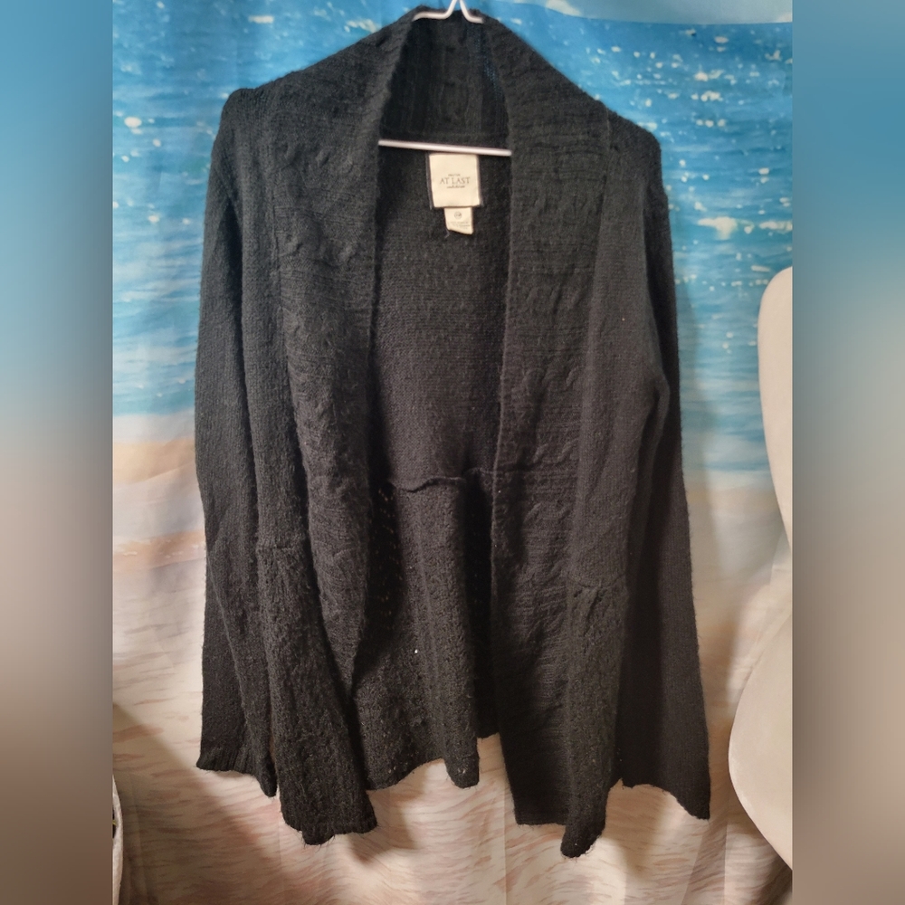 New York‎ At Last Black Cardigan Sweater Size XL